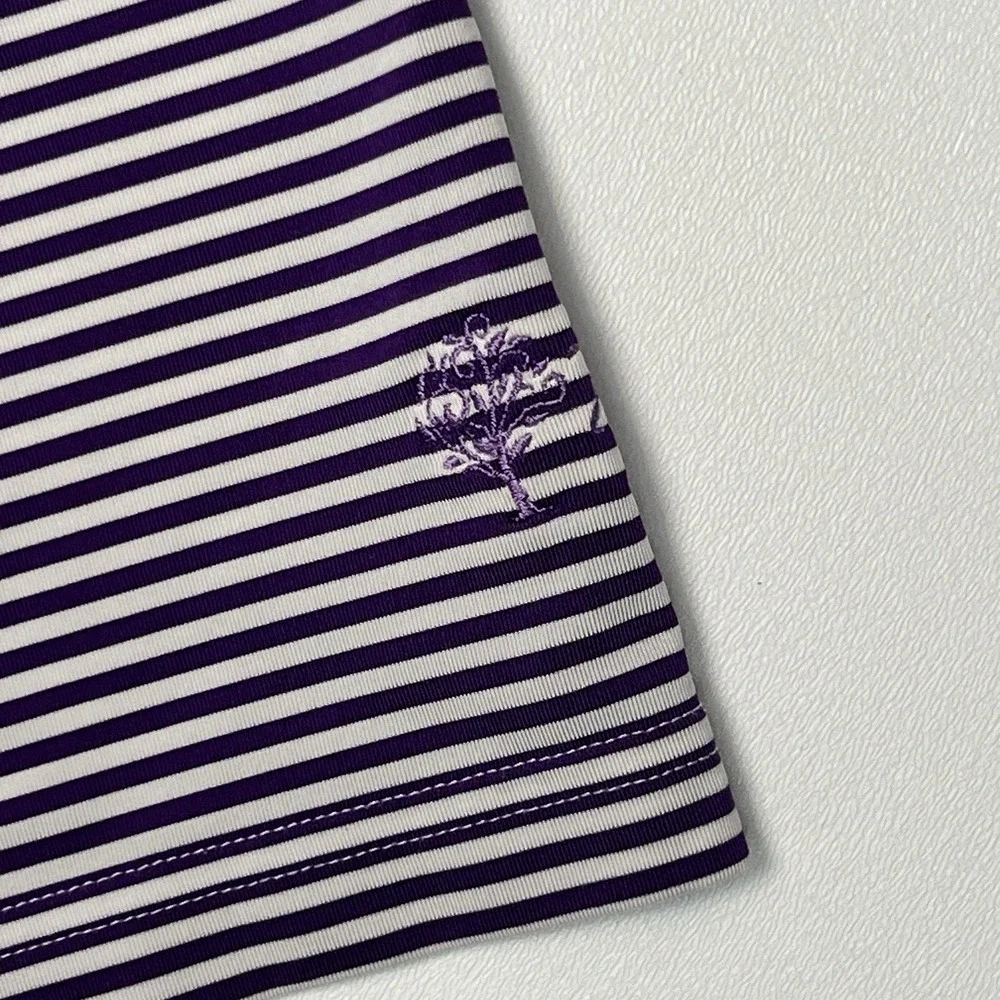 RLX Ralph Lauren Mens XL Purple/White Striped Wicking Lightweight Golf Polo